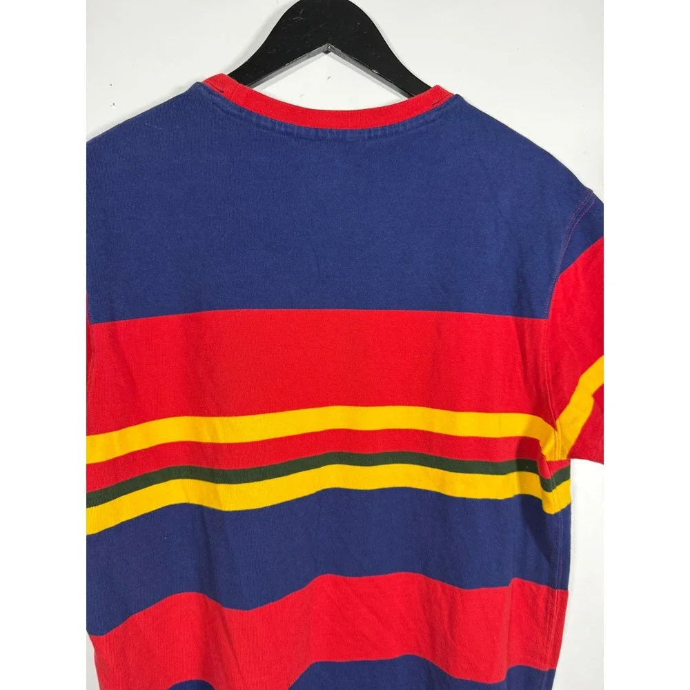 J. Crew Mens Knit Goods Striped T-Shirt Red Blue Yellow Green Short Sleeve M